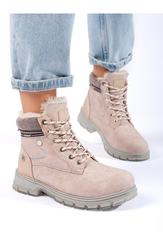 pašiltinti Moteriški batai smėlio spalvos