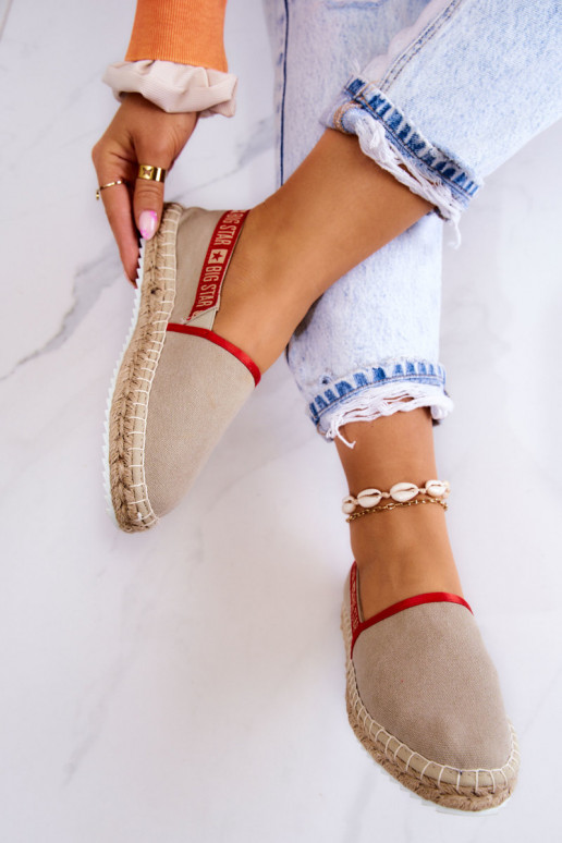 medžiaga espadrilės Įsispiriamo modelio Big Star JJ274879 smėlio spalvos