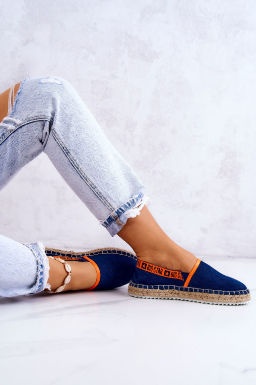 medžiaga espadrilės Įsispiriamo modelio Big Star JJ274877 tamsiai mėlynos spalvos