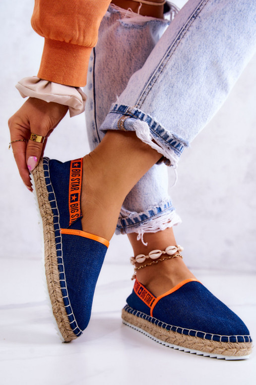 medžiaga espadrilės Įsispiriamo modelio Big Star JJ274877 tamsiai mėlynos spalvos