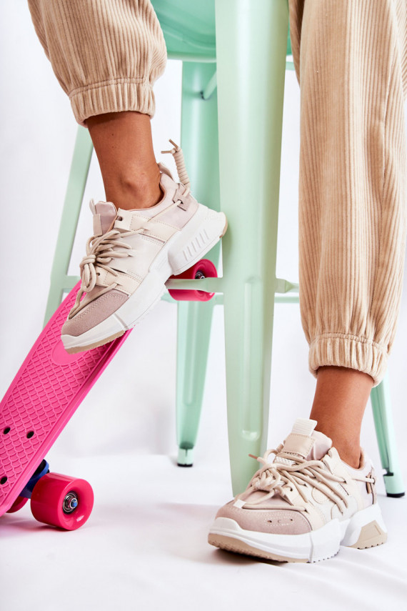 Sneakers modelio batai Sportinio stiliaus batai Moteriškos smėlio spalvos Someday