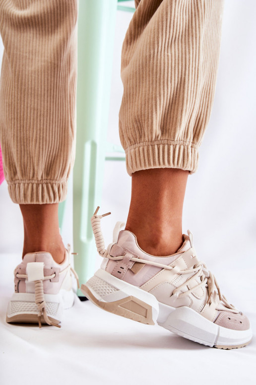 Sneakers modelio batai Sportinio stiliaus batai Moteriškos smėlio spalvos Someday