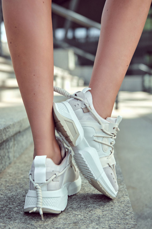 Sneakers modelio batai Sportinio stiliaus batai Moteriškos smėlio spalvos Someday