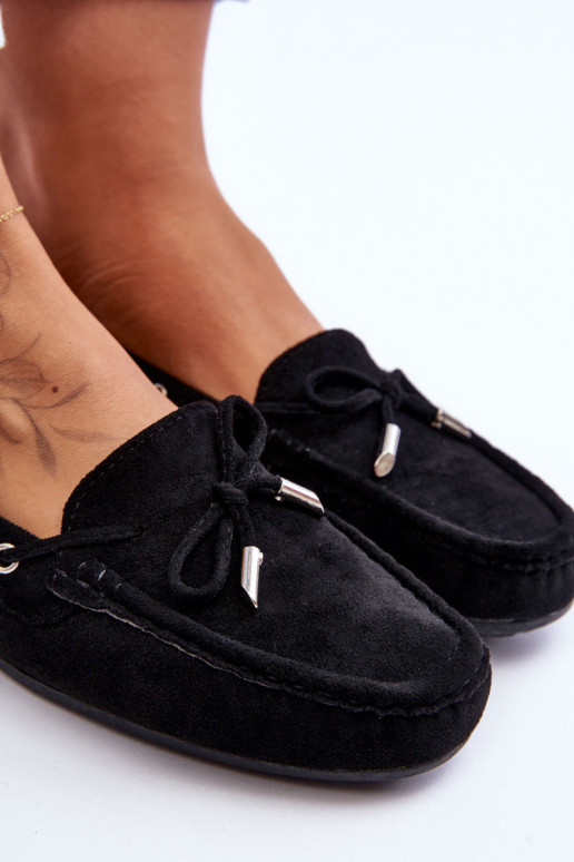 Elegantiški zomšiniai mokasinai juodos spalvos Si Passione
