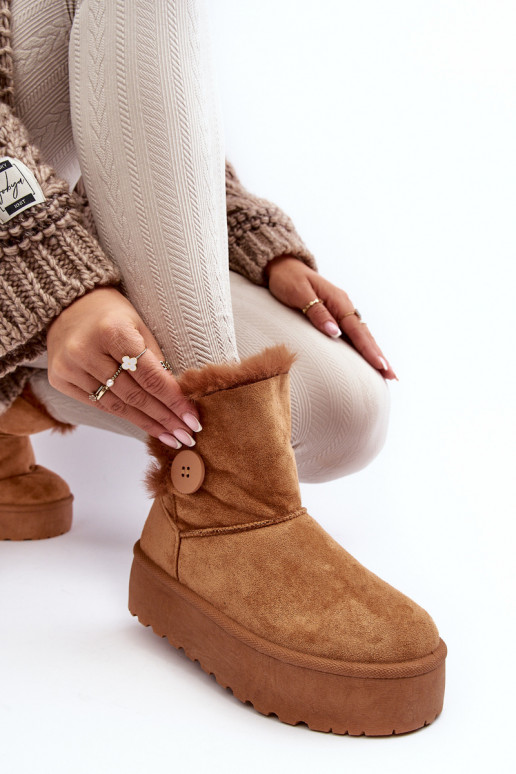 Moteriškos sniego batai su platforma su kailiuku rudos spalvos Wikasem