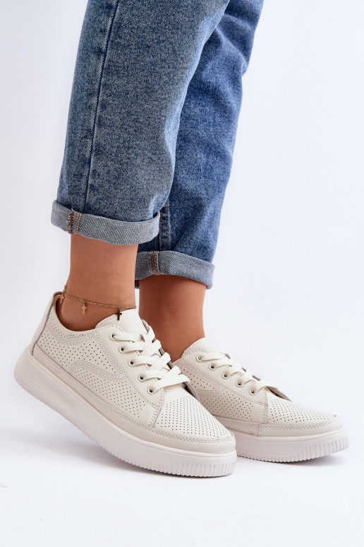Moteriškos Oda sportiniai bateliai Sneakers modelio batai baltos spalvos Failla