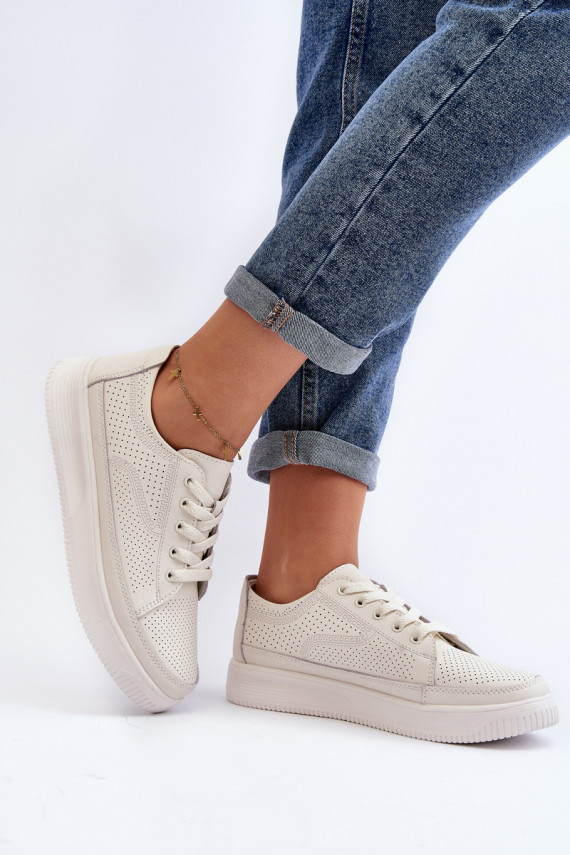 Moteriškos Oda sportiniai bateliai Sneakers modelio batai baltos spalvos Failla
