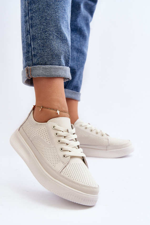 Moteriškos Oda sportiniai bateliai Sneakers modelio batai baltos spalvos Failla