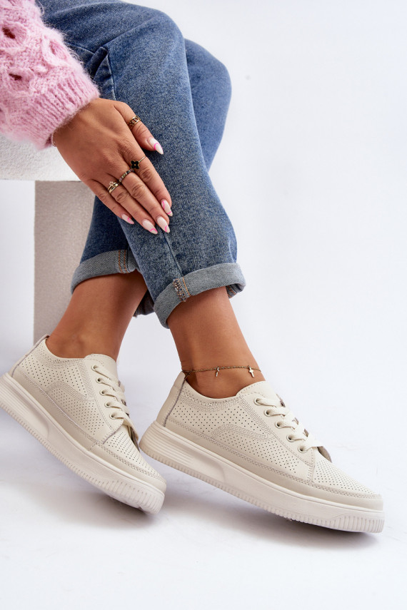 Moteriškos Oda sportiniai bateliai Sneakers modelio batai baltos spalvos Failla