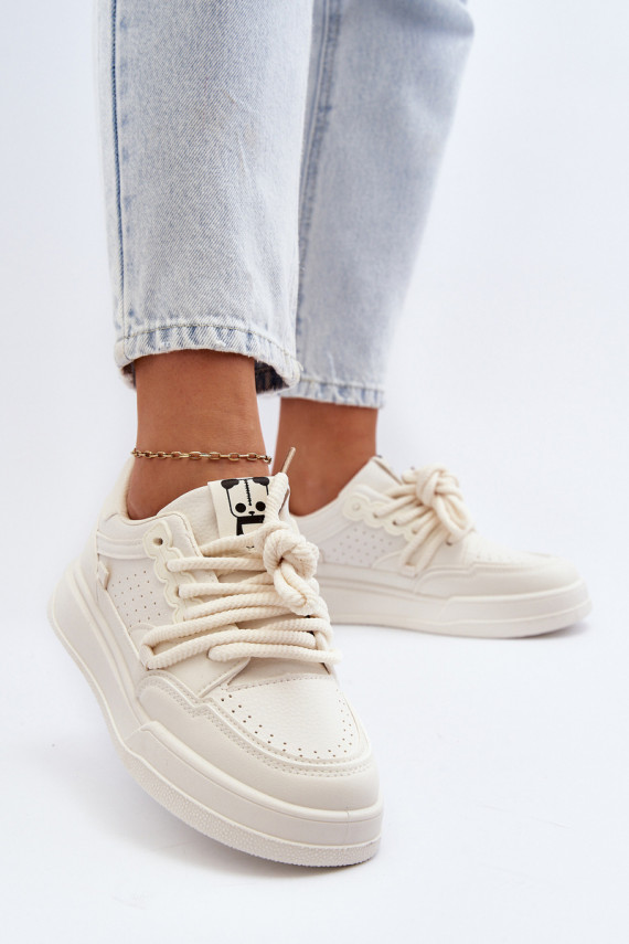 Moteriškos Sneakers modelio batai Eko Oda smėlio spalvos Avanalis
