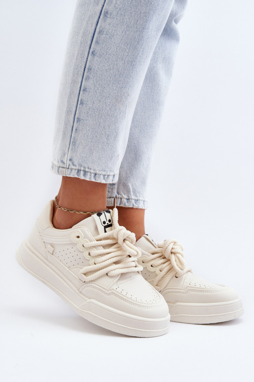 Moteriškos Sneakers modelio batai Eko Oda smėlio spalvos Avanalis