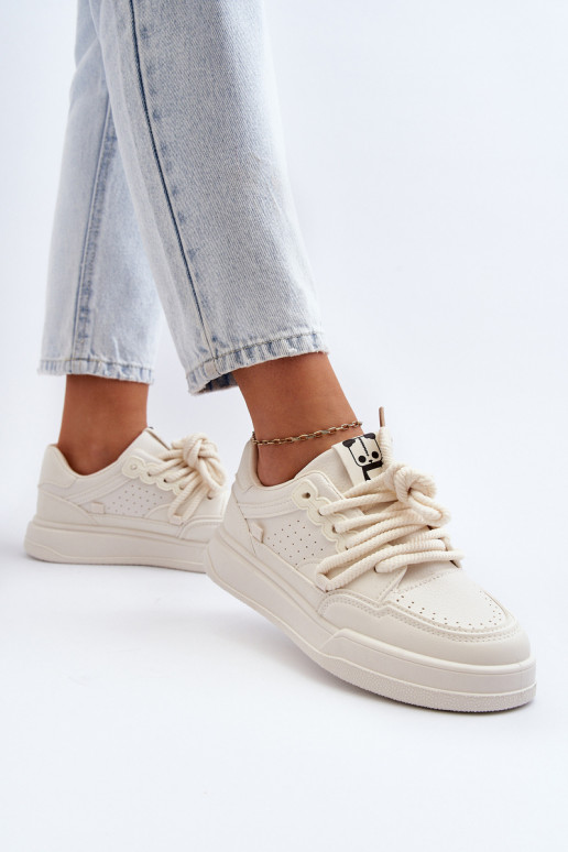 Moteriškos Sneakers modelio batai Eko Oda smėlio spalvos Avanalis