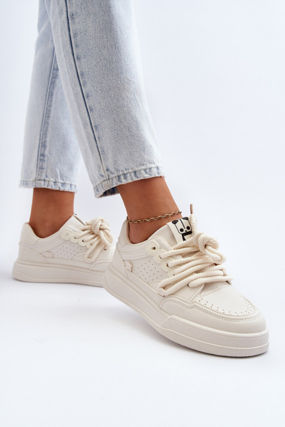 Moteriškos Sneakers modelio batai Eko Oda smėlio spalvos Avanalis
