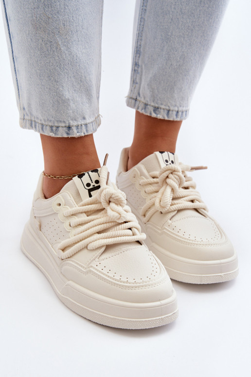 Moteriškos Sneakers modelio batai Eko Oda smėlio spalvos Avanalis