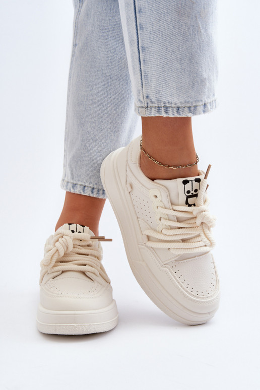 Moteriškos Sneakers modelio batai Eko Oda smėlio spalvos Avanalis