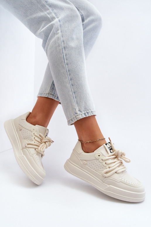 Moteriškos Sneakers modelio batai Eko Oda smėlio spalvos Avanalis