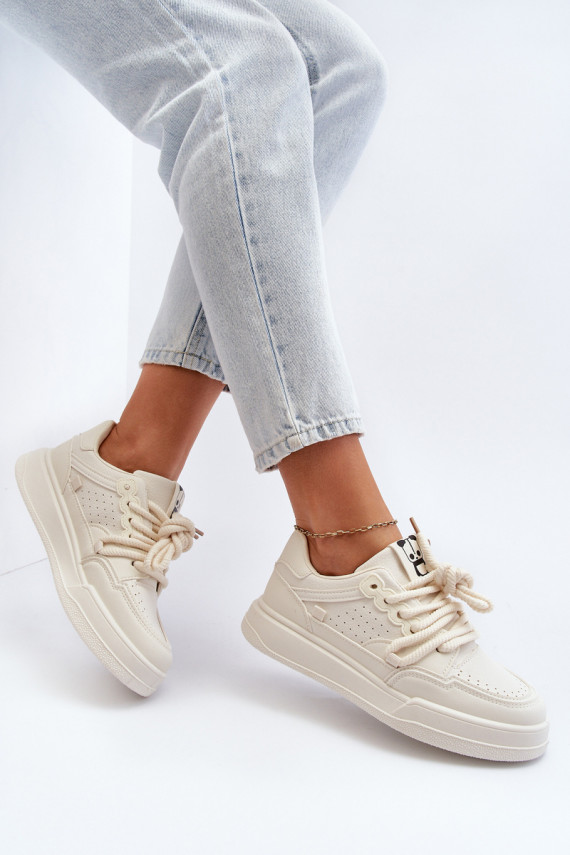 Moteriškos Sneakers modelio batai Eko Oda smėlio spalvos Avanalis