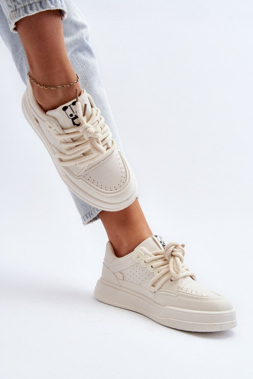 Moteriškos Sneakers modelio batai Eko Oda smėlio spalvos Avanalis