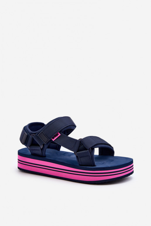 Moteriškos basutės su platforma Lee Cooper LCW-24-05-2754L tamsiai mėlynos spalvos