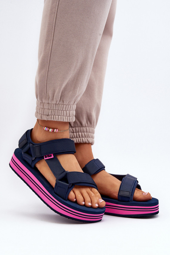 Moteriškos basutės su platforma Lee Cooper LCW-24-05-2754L tamsiai mėlynos spalvos