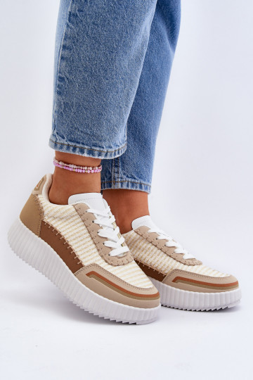 Sneakers modelio batai Moteriškos su platforma smėlio spalvos Redala 2