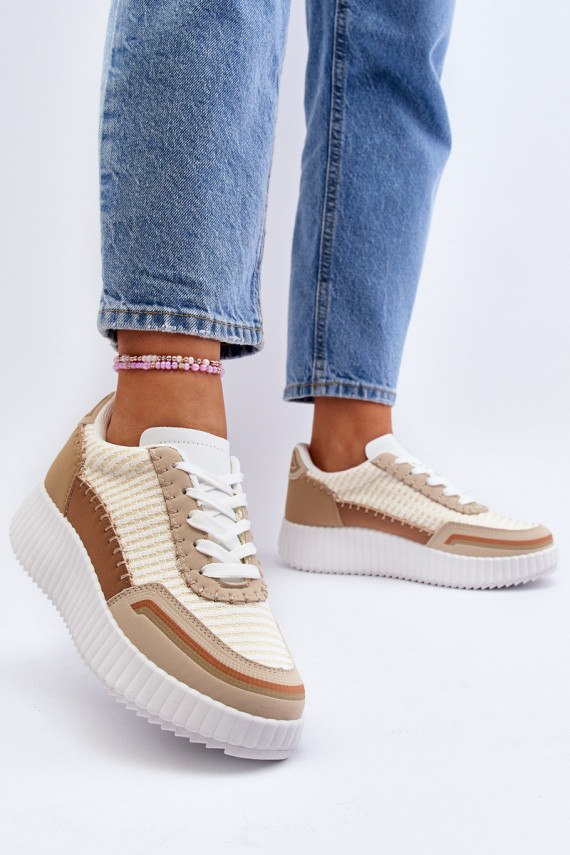 Sneakers modelio batai Moteriškos su platforma smėlio spalvos Redala