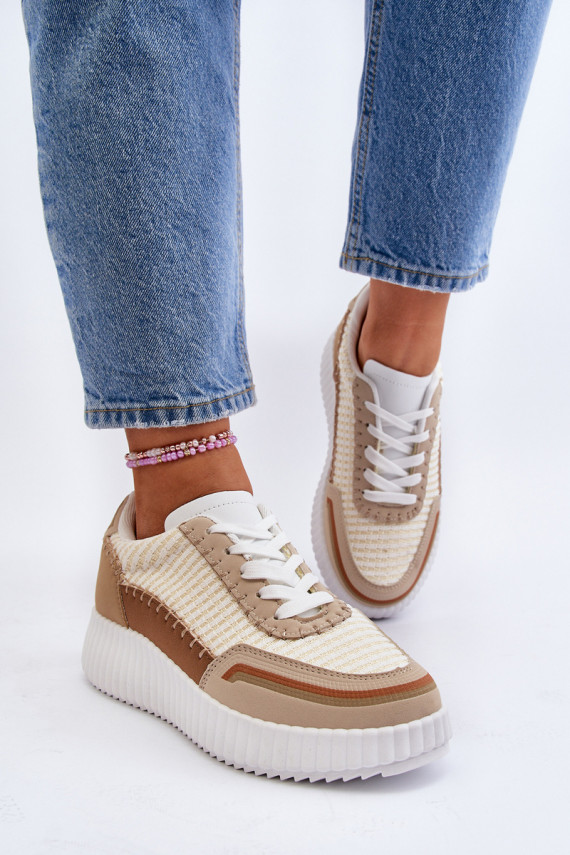 Sneakers modelio batai Moteriškos su platforma smėlio spalvos Redala