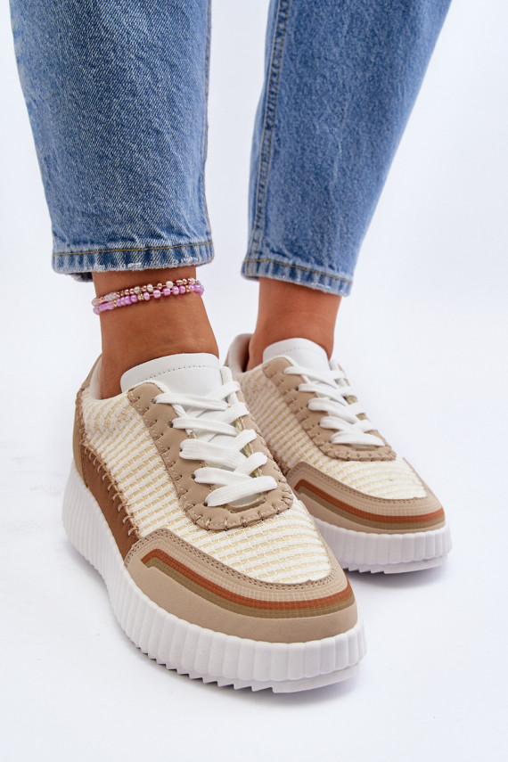 Sneakers modelio batai Moteriškos su platforma smėlio spalvos Redala