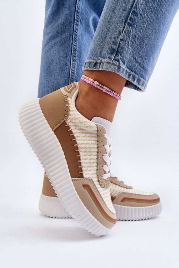 Sneakers modelio batai Moteriškos su platforma smėlio spalvos Redala