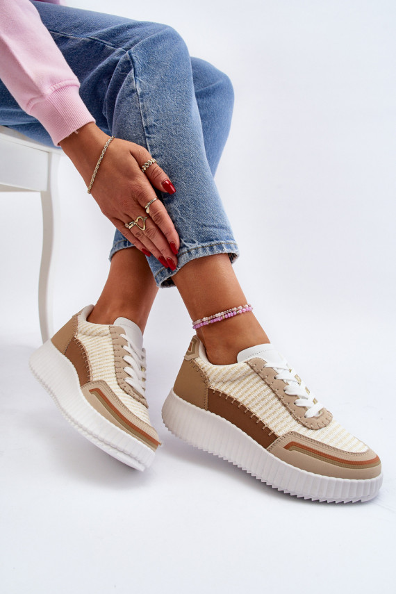 Sneakers modelio batai Moteriškos su platforma smėlio spalvos Redala