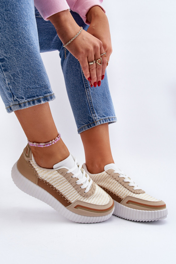 Sneakers modelio batai Moteriškos su platforma smėlio spalvos Redala