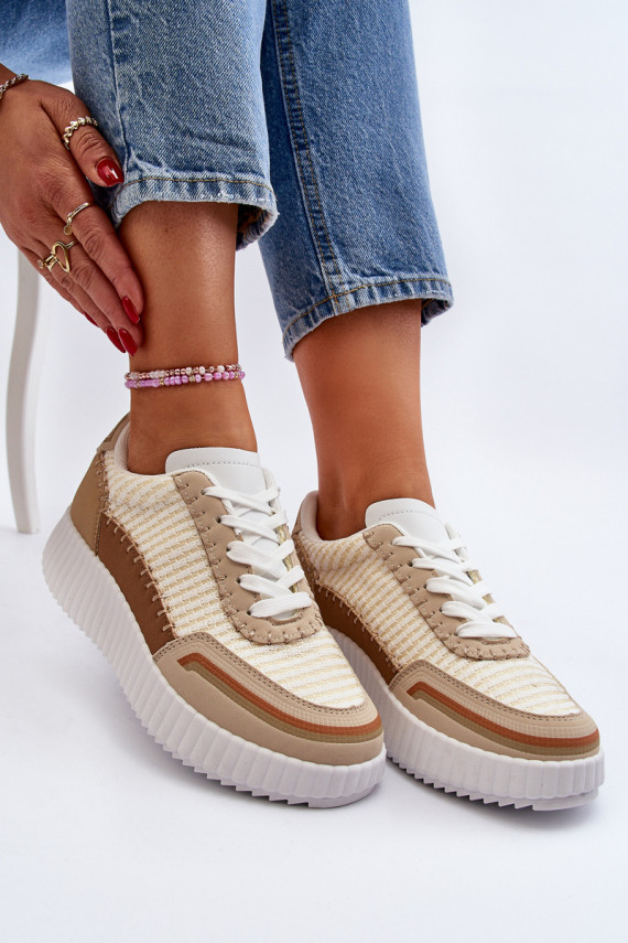 Sneakers modelio batai Moteriškos su platforma smėlio spalvos Redala