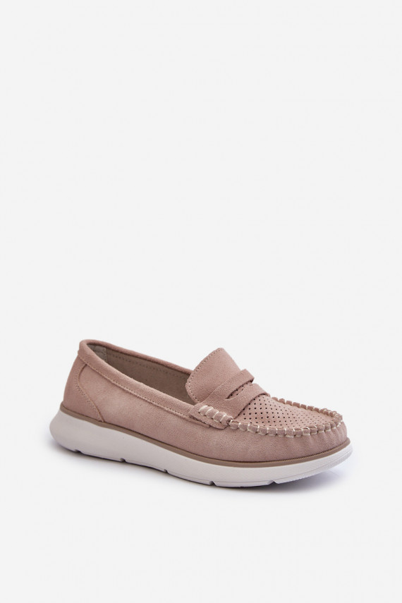 Zomšiniai mokasinai su platforma Sergio Leone SP012 smėlio spalvos