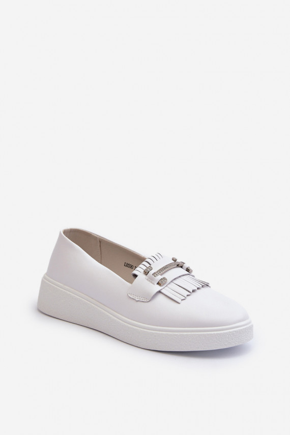 Lengva moteriški mokasinai Oda su platforma baltos spalvos S.Barski LR590