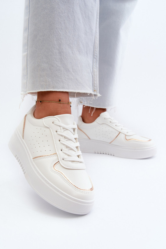 Moteriškos Sneakers modelio batai su platforma baltos spalvos Tessama