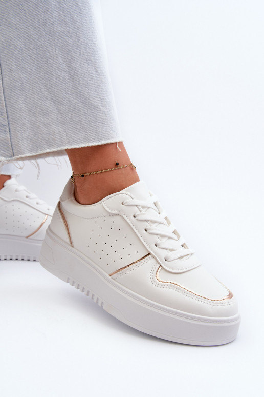 Moteriškos Sneakers modelio batai su platforma baltos spalvos Tessama
