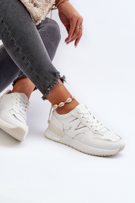 Sneakers modelio batai Moteriškos iš eko odos baltos spalvos Kaimans