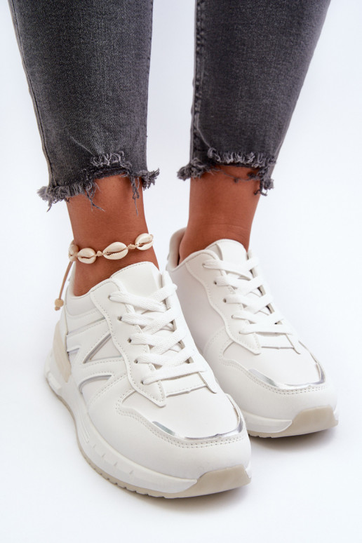 Sneakers modelio batai Moteriškos iš eko odos baltos spalvos Kaimans