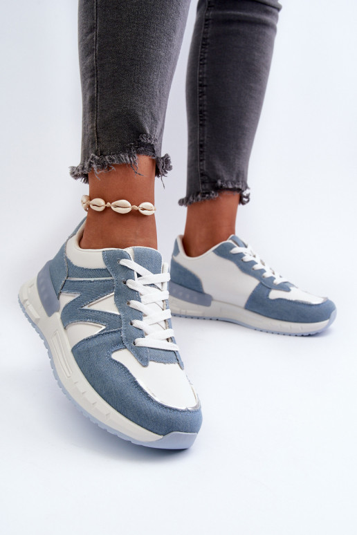 Džinso medžiagos Sneakers modelio batai Moteriškos iš eko odos mėlynos spalvos Kaimans