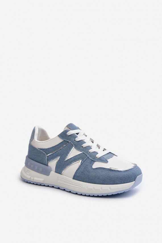 Džinso medžiagos Sneakers modelio batai Moteriškos iš eko odos mėlynos spalvos Kaimans
