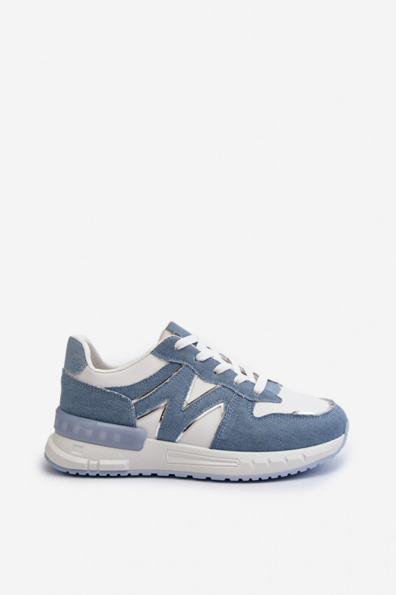 Džinso medžiagos Sneakers modelio batai Moteriškos iš eko odos mėlynos spalvos Kaimans