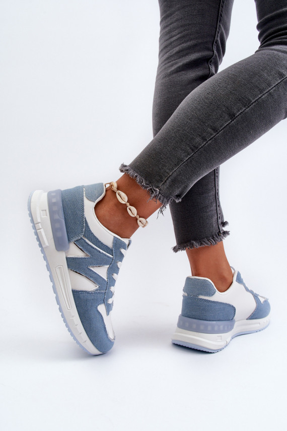 Džinso medžiagos Sneakers modelio batai Moteriškos iš eko odos mėlynos spalvos Kaimans