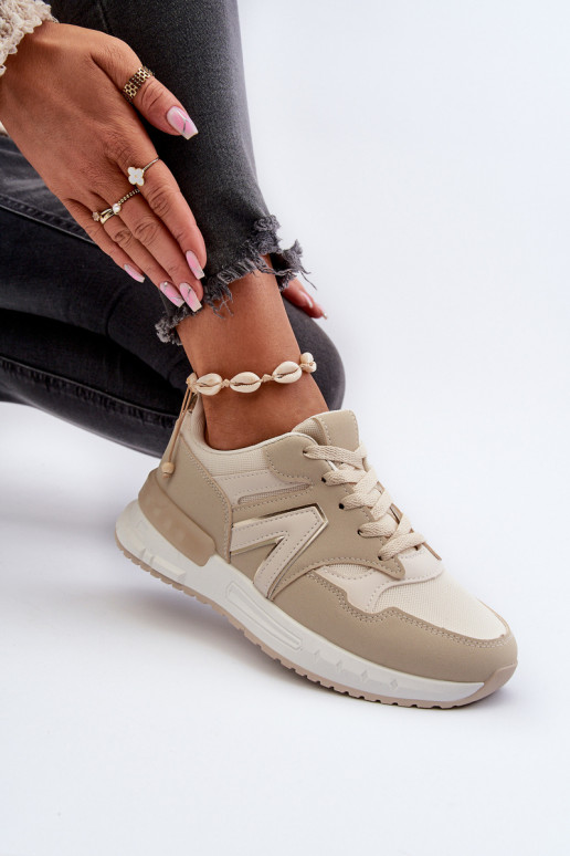 Sneakers modelio batai Moteriškos iš eko odos smėlio spalvos Vinelli