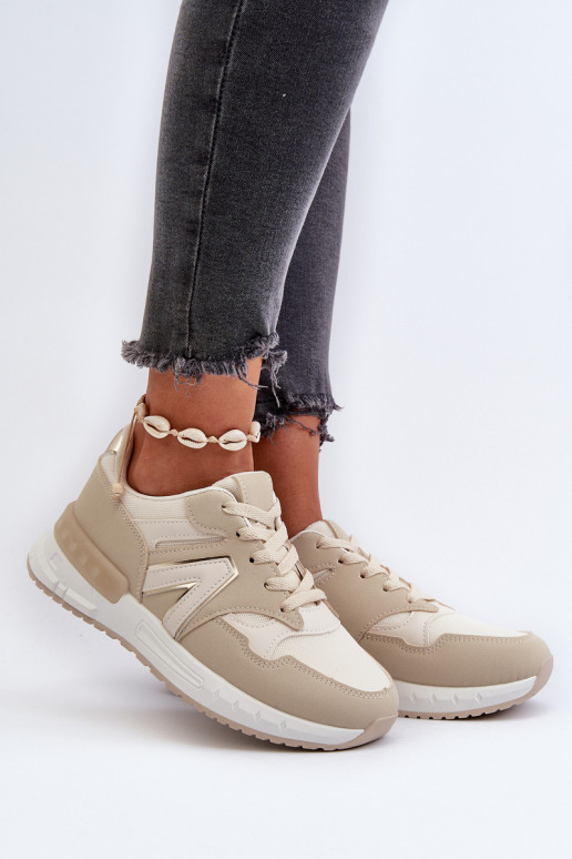Sneakers modelio batai Moteriškos iš eko odos smėlio spalvos Vinelli