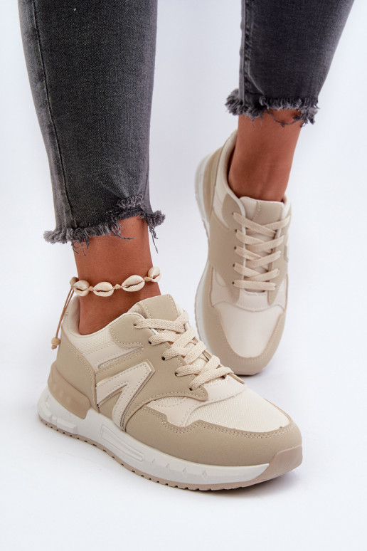 Sneakers modelio batai Moteriškos iš eko odos smėlio spalvos Vinelli