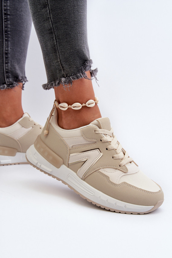 Sneakers modelio batai Moteriškos iš eko odos smėlio spalvos Vinelli
