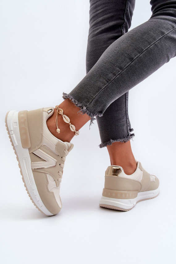 Sneakers modelio batai Moteriškos iš eko odos smėlio spalvos Vinelli