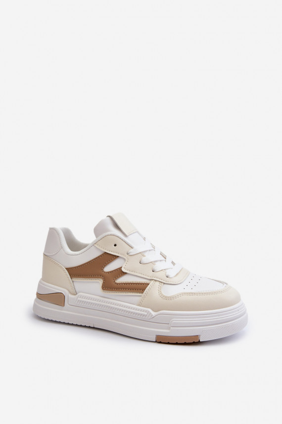 Sneakers modelio batai Moteriškos su platforma iš eko odos smėlio spalvos Lynnette