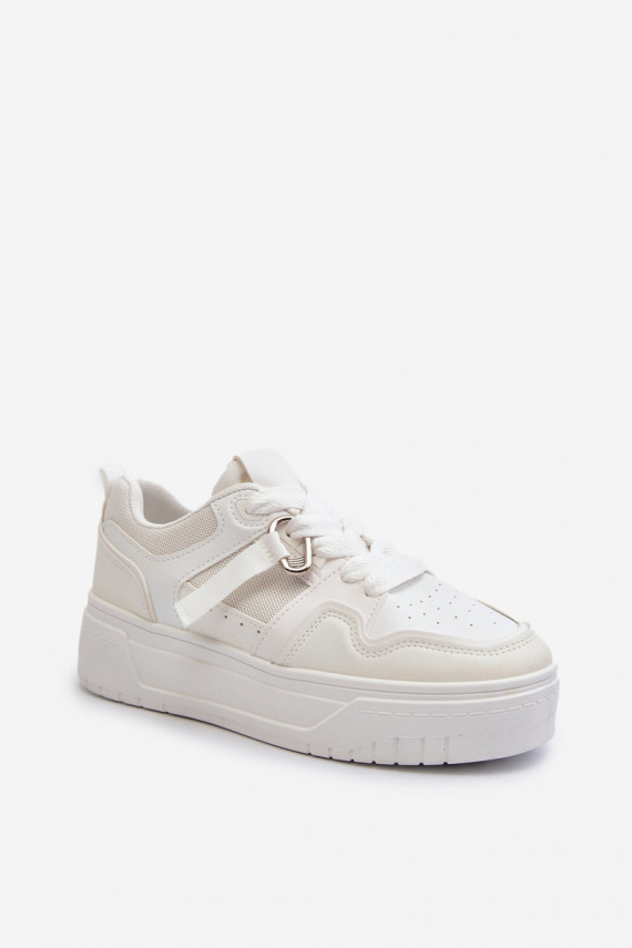 Sneakers modelio batai Moteriškos su platforma iš eko odos baltos spalvos Moun