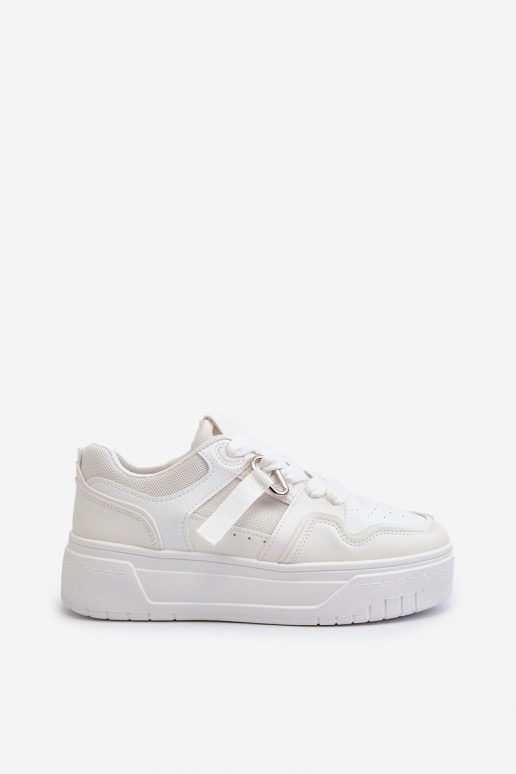 Sneakers modelio batai Moteriškos su platforma iš eko odos baltos spalvos Moun